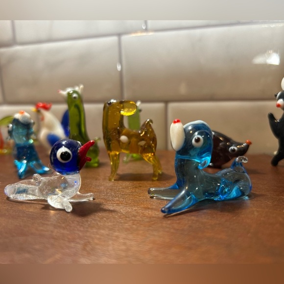 Minature Hand Blown Glass Animals Milk Glass Chicken Bird Mouse Dog etc, 15pcs - Picture 5 of 11